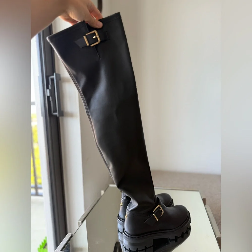 New JIMMY CHOO Biker II buckled leather over-the-knee boots $1,350 36